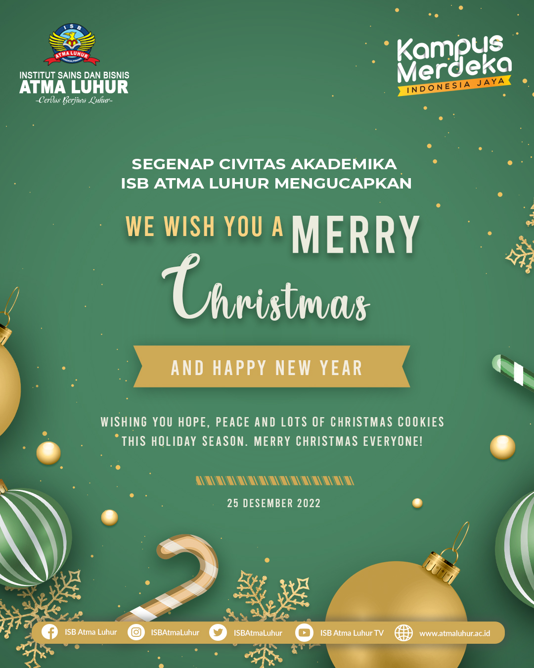 Selamat Hari Natal 25 Desember 2022 ISB Atma Luhur